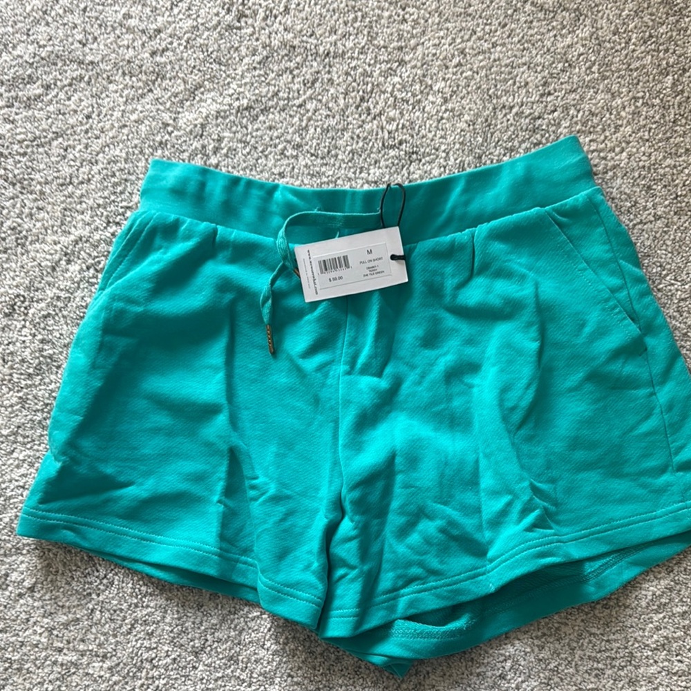 WeWoreWhat Blue and Green Athletic Shorts with Elastic Waistband